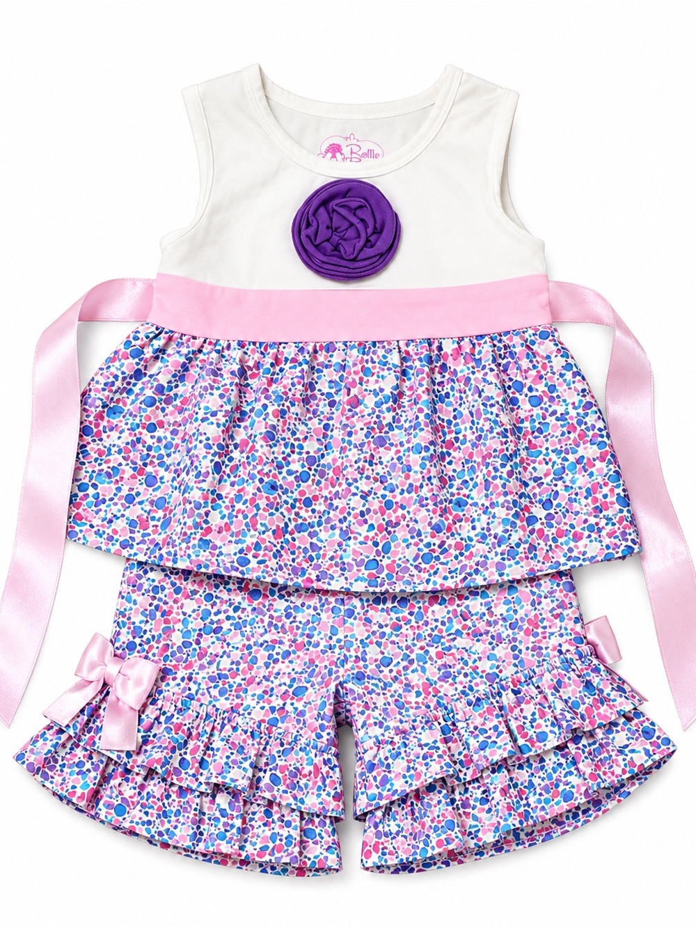 Ruffle Butts Boutique Outfit Set Girls 18-24M Pink Blue Ruffle Pants